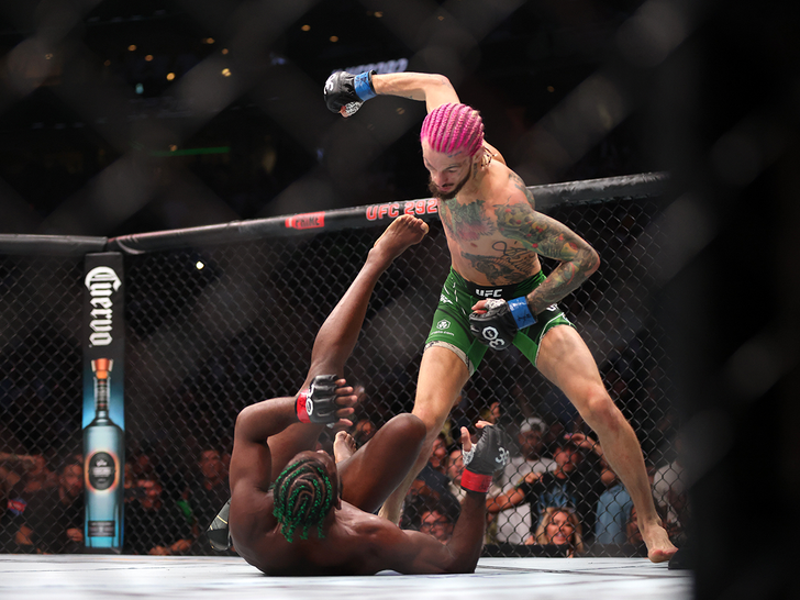 Sean O’Malley throws a punch against Aljamain Sterling