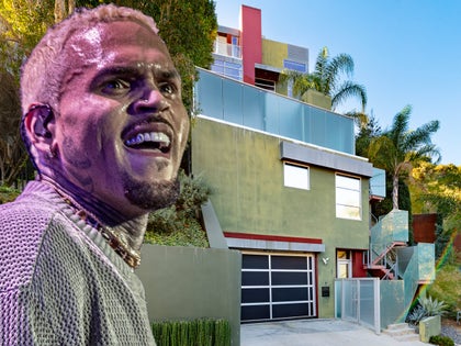 Chris Brown Beside His Los Angeles Home